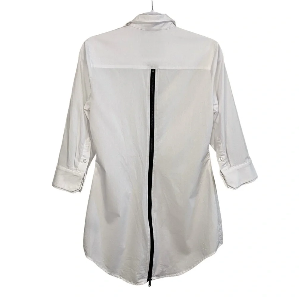 Edit by Jeanne Beker - White long Line Shirt/Black Zip Detail -S -China - Picture 5 of 15